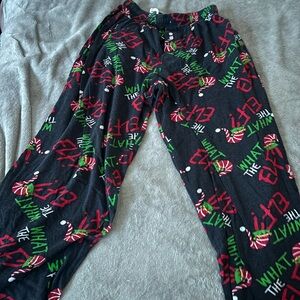 Festive Kids Pajama Pants - Black with Red and Green Accents